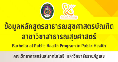 ข้อมูลหลักสูตรสาธารณสุขศาสตรบัณฑิต สาขาวิชาสาธารณสุขศาสตร์ Bachelor of Public Health Program in Public Health